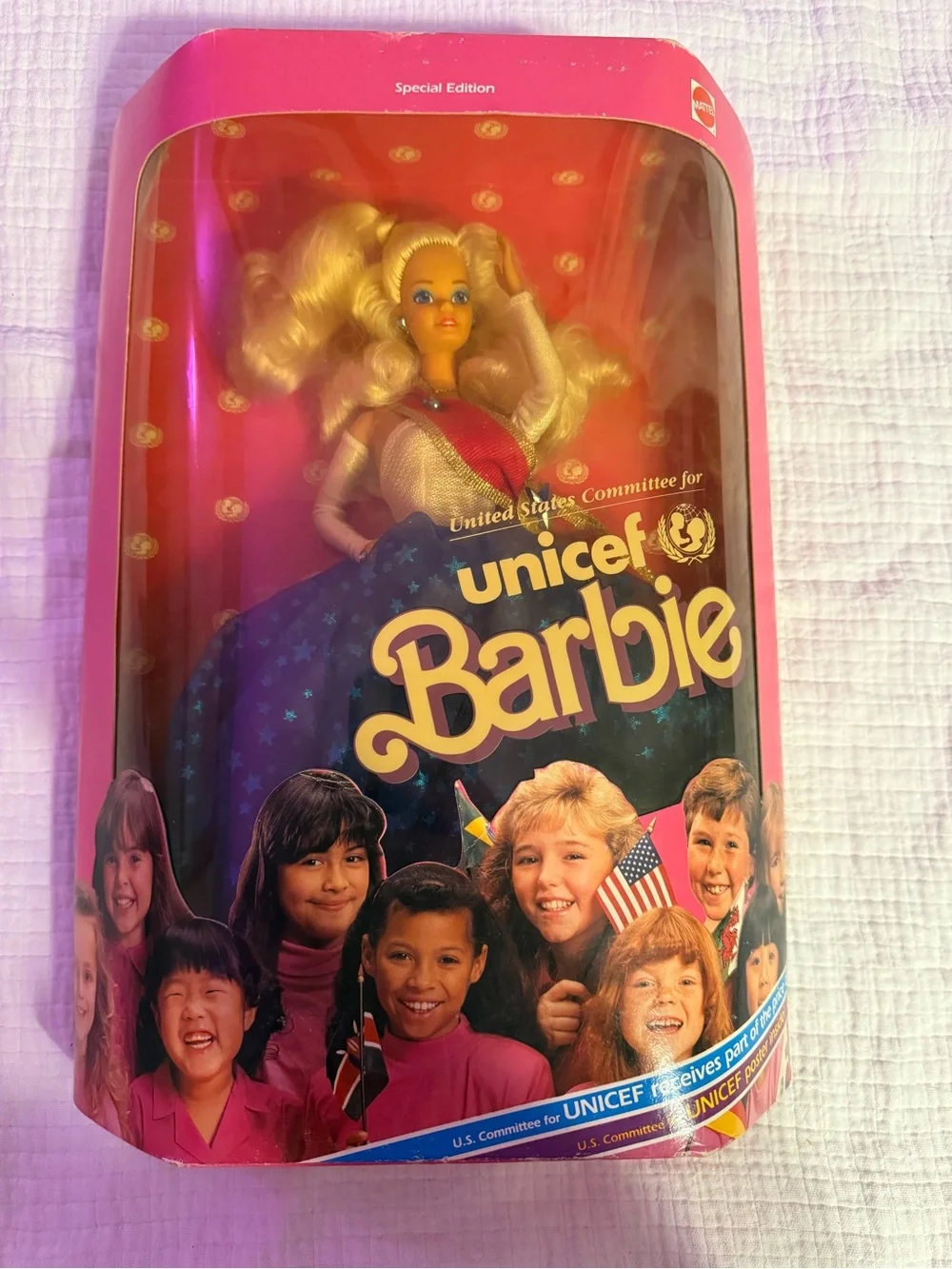 Barbie 1989 Special Edition Unicef Doll 1920 Mattel Blonde Hair Green Dress NRFB